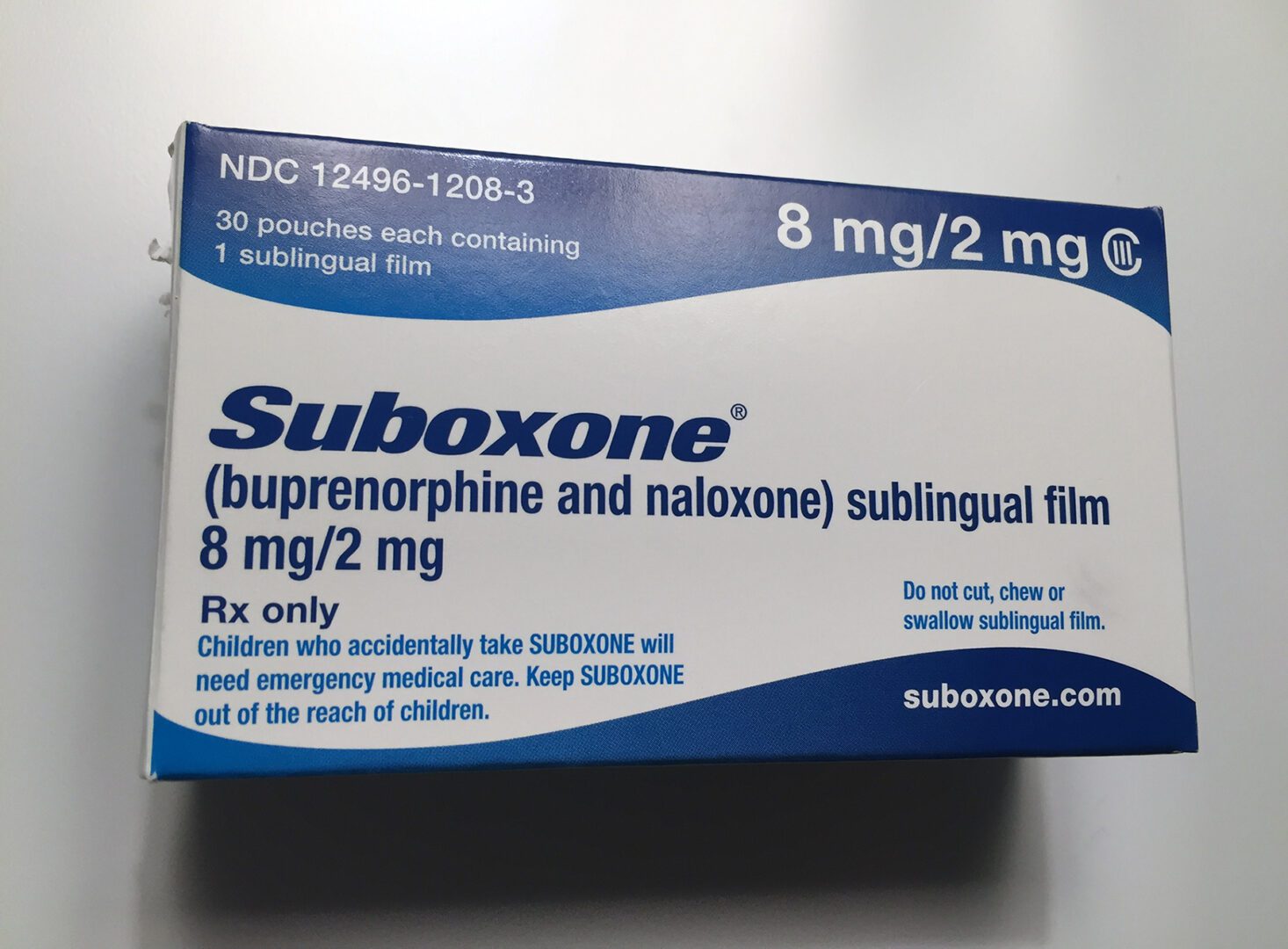 A box of suboxone is sitting on the counter.