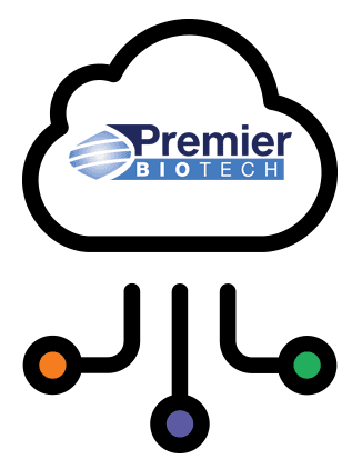 A cloud with the premier biotech logo on it.