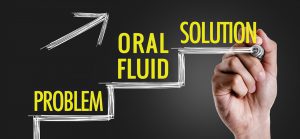 A man is looking at the words " oral fluid solution ".