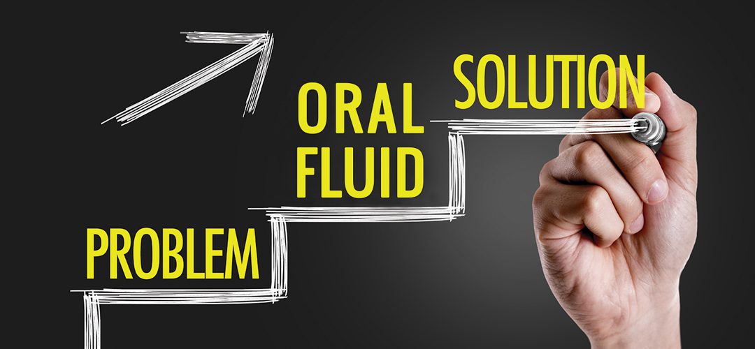 A man is looking at the words " oral fluid solution ".