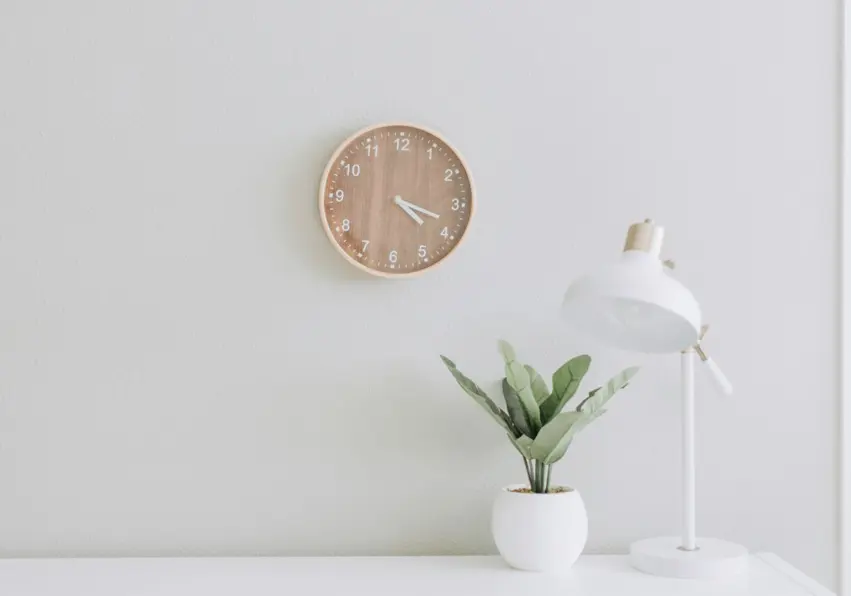 Clock on a white wall